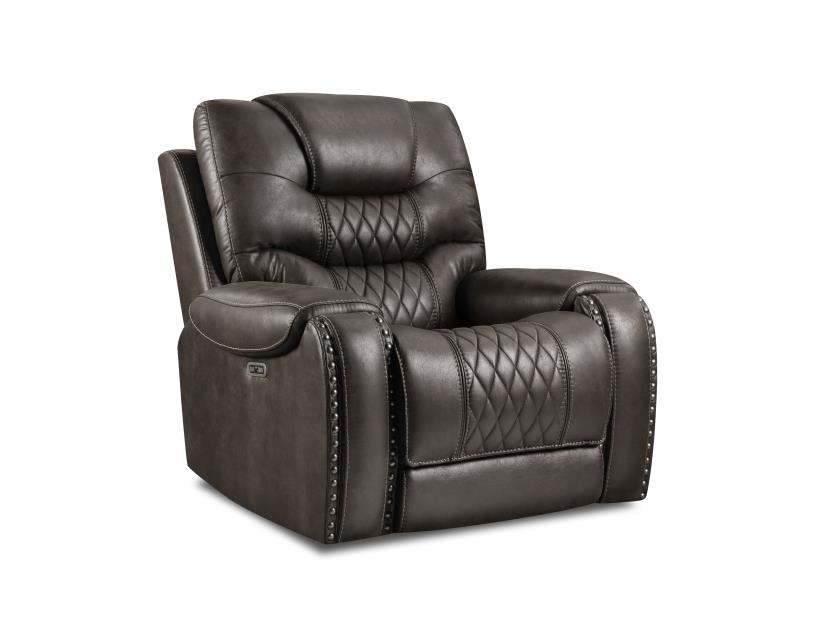 a brown leather recliner chair