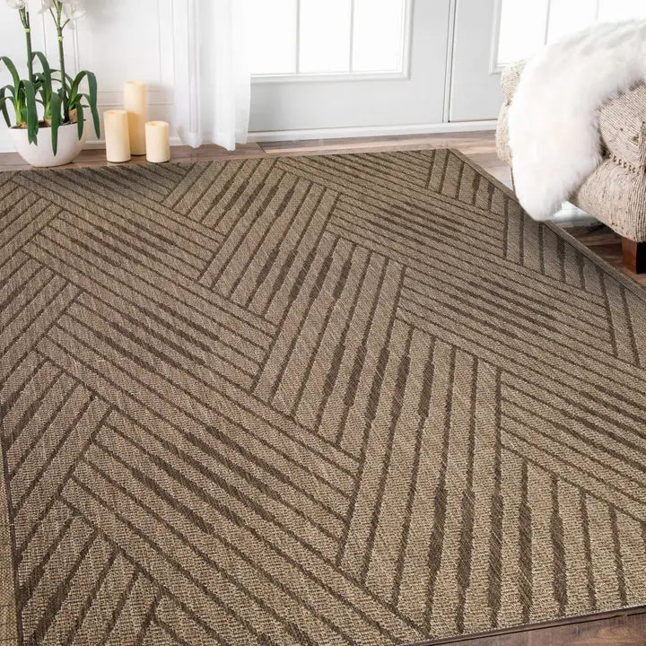 Beige Geometric Area Rug