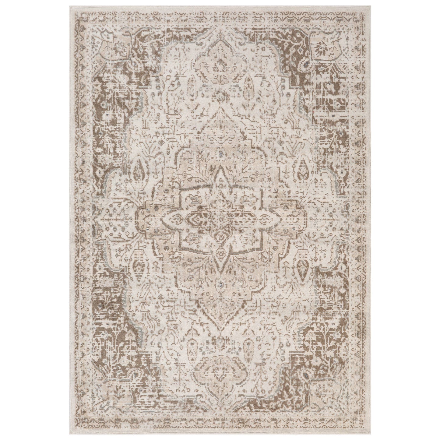 Light Cream Medallion Area Rug