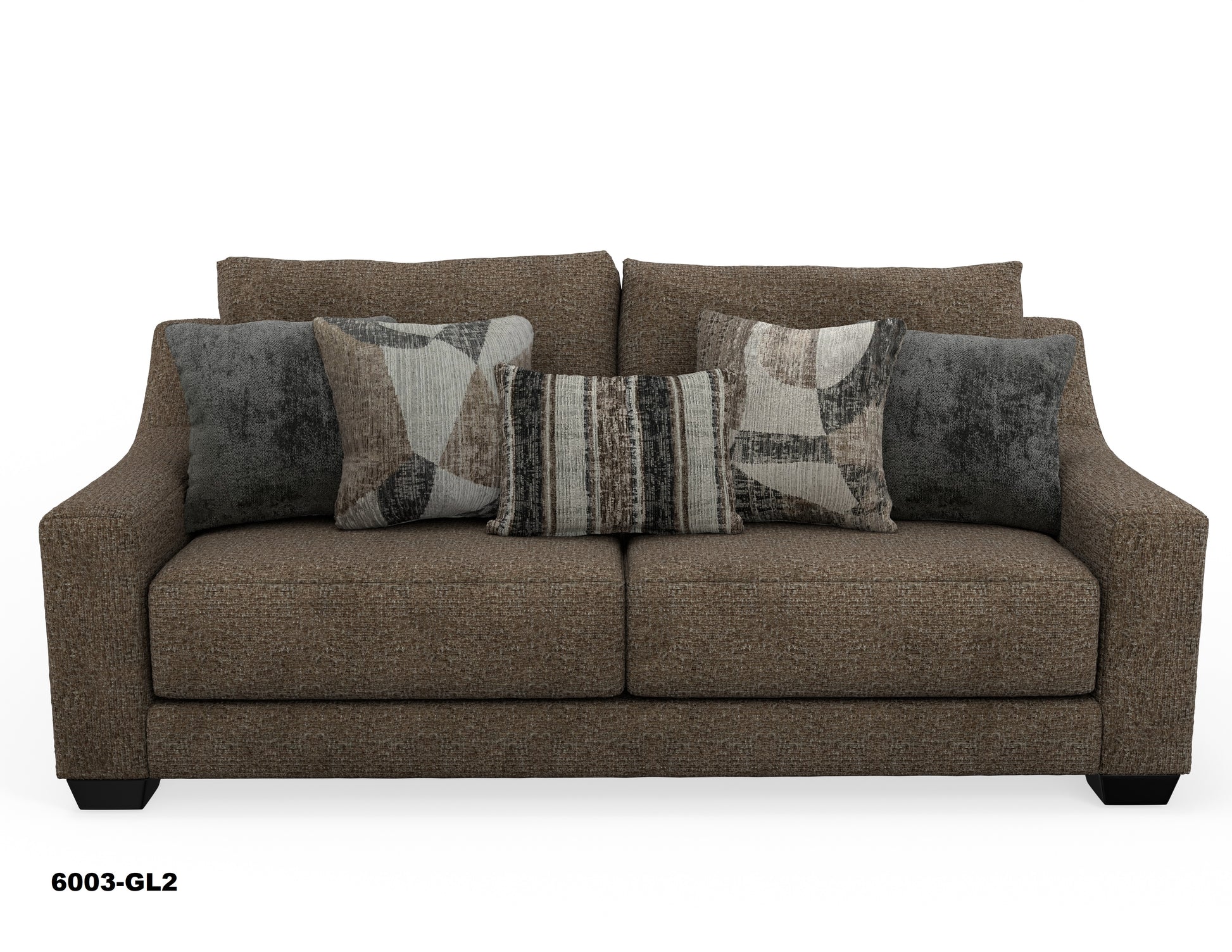 a brown couch with pillows