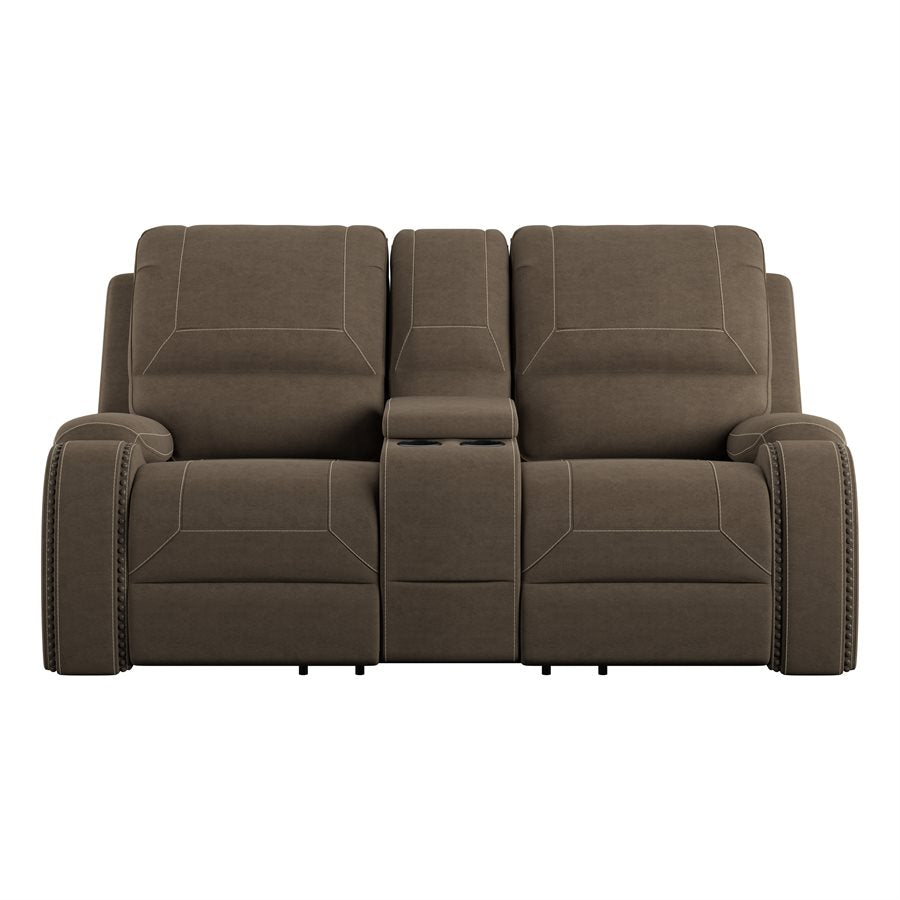 a brown couch with armrests
