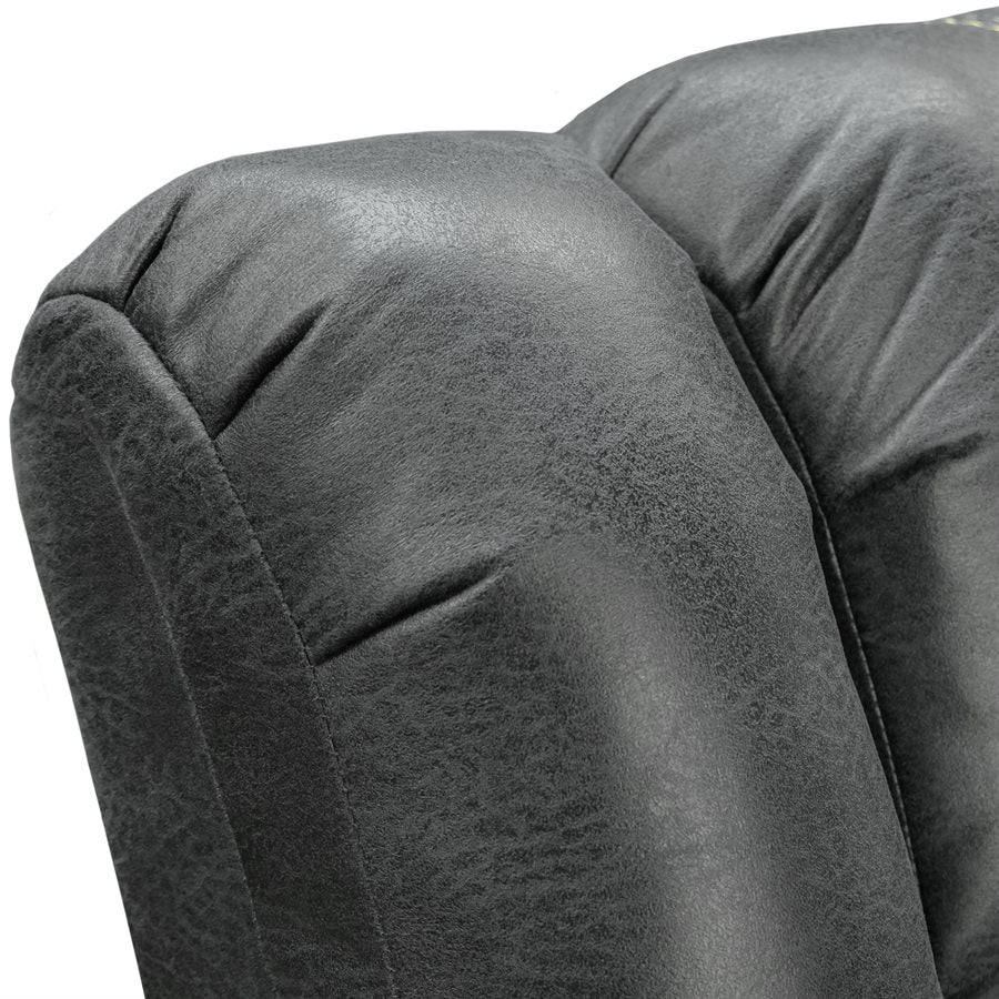 a close up of a black leather chair