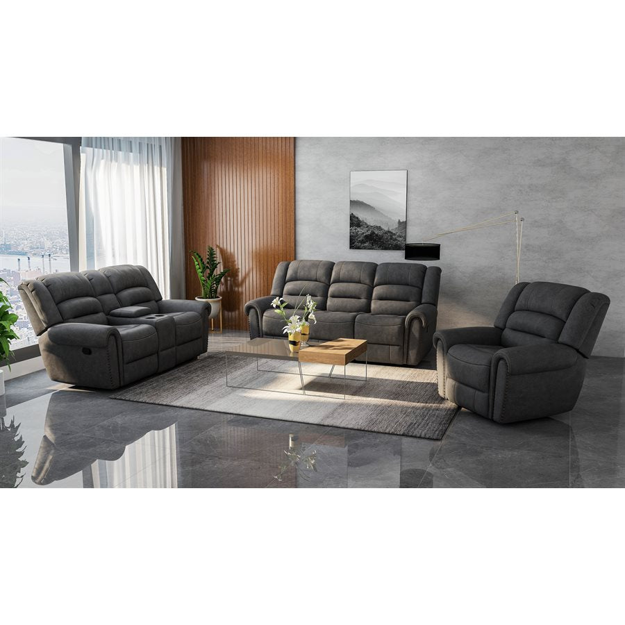 a living room with a couch and chair