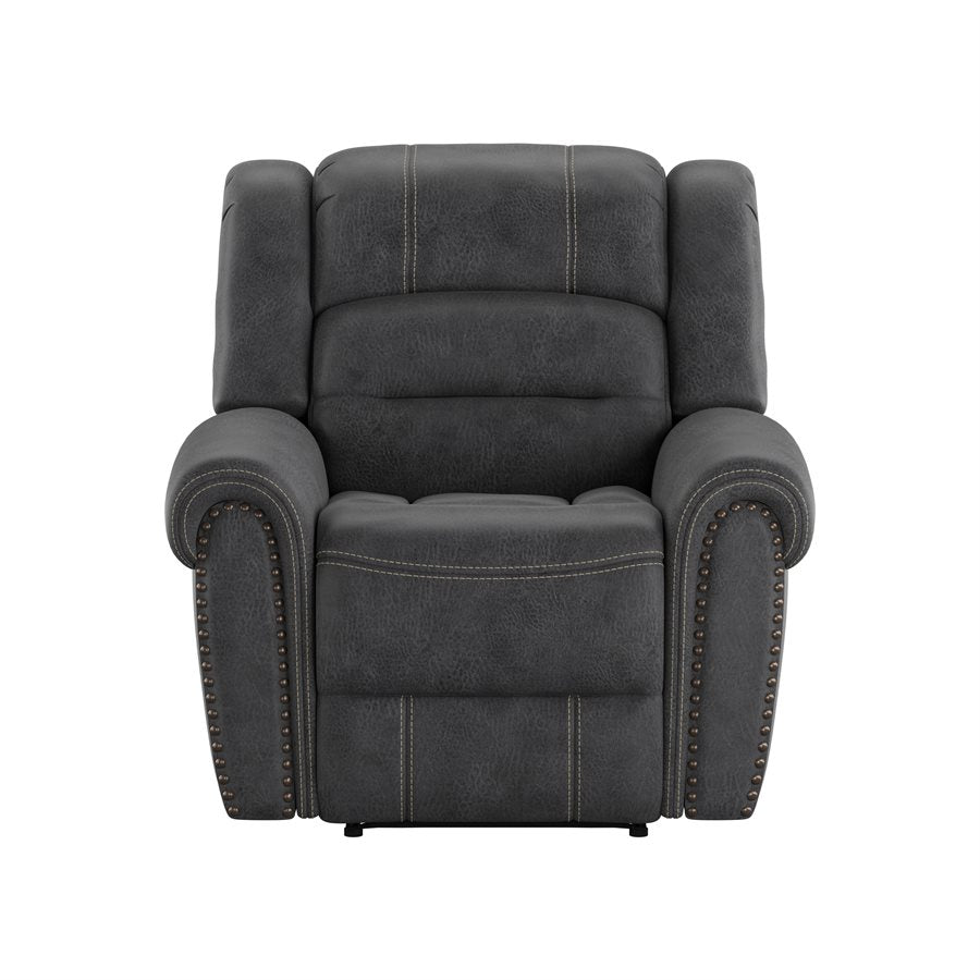 a grey recliner chair