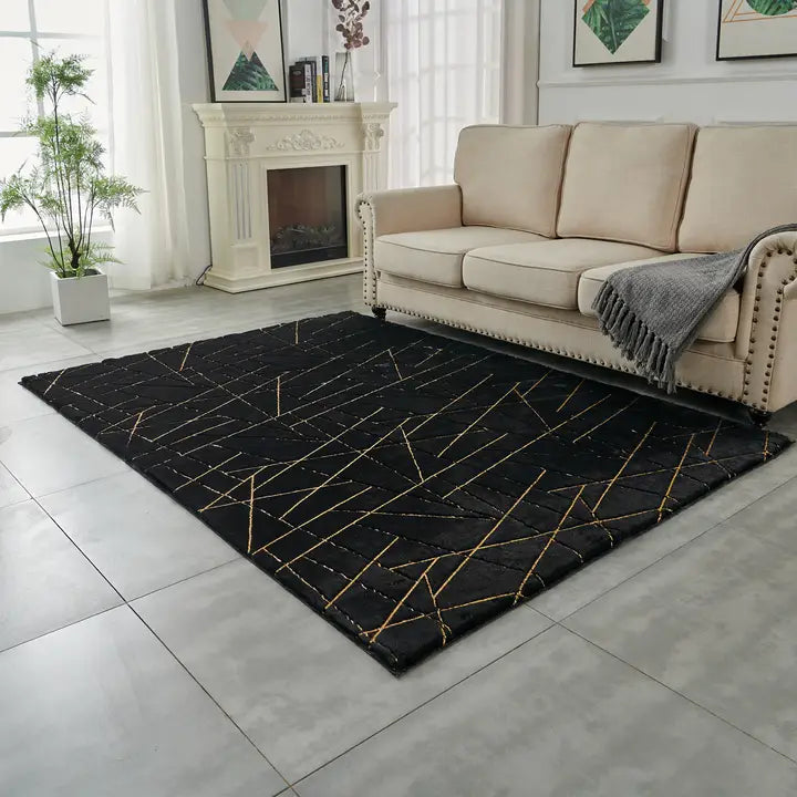 Gold-Gilded Faux Fur Rug