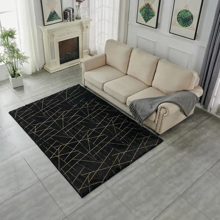 Gold-Gilded Faux Fur Rug