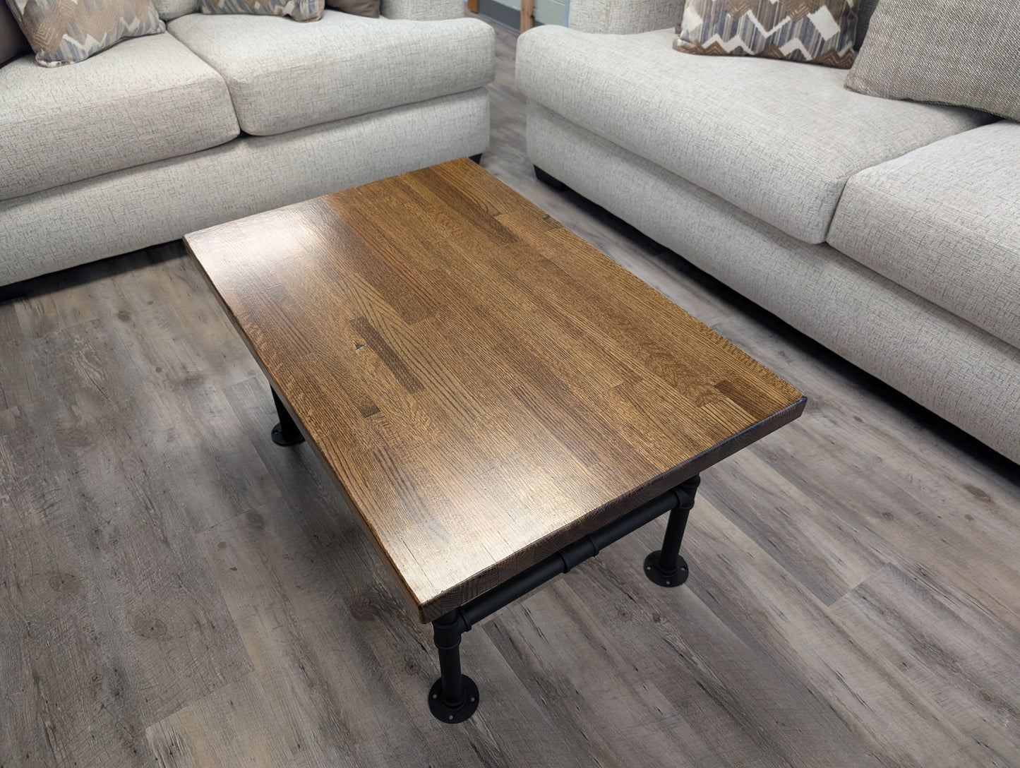 Oak Coffee Table With Industrial Legs