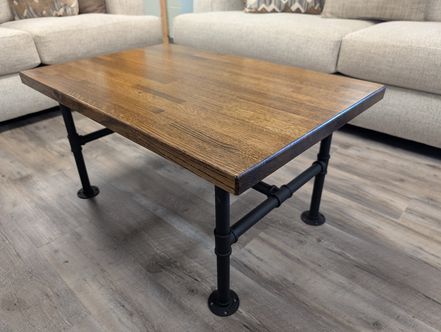 Oak Coffee Table With Industrial Legs