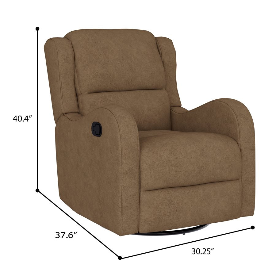 a brown recliner with size of it