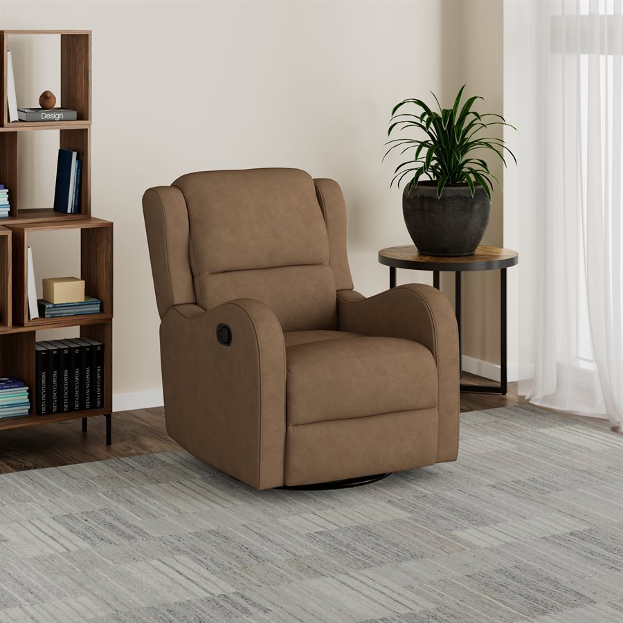 a brown recliner chair in a room