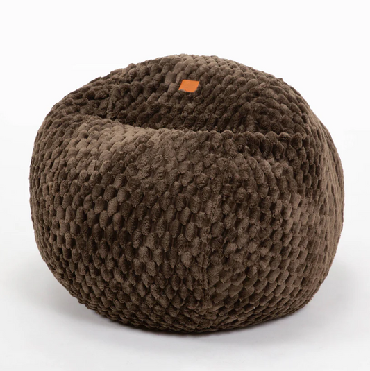 a brown bean bag chair