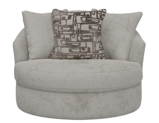 a round chair with a pillow
